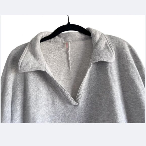 Free People Movement Grey Collared Sweatshirt L Crossover Waist Athleisure Cozy - Picture 4 of 8